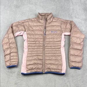 NEW Cotopaxi Womens XS Fuego LT 950 Down Brown Taupe Jacket with Pink Accents